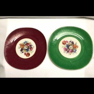 Vintage Poland Floral Porcelain Plates Set